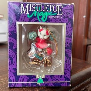 Vintage ornament 1996 'Mouse cheerleader on football' Mistletoe Magic collection